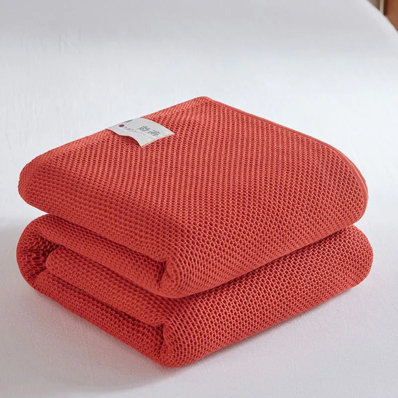 Cotton Bed Blanket Waffle Plaid Bedspread for Queen King & Sofa - Summer Quilt