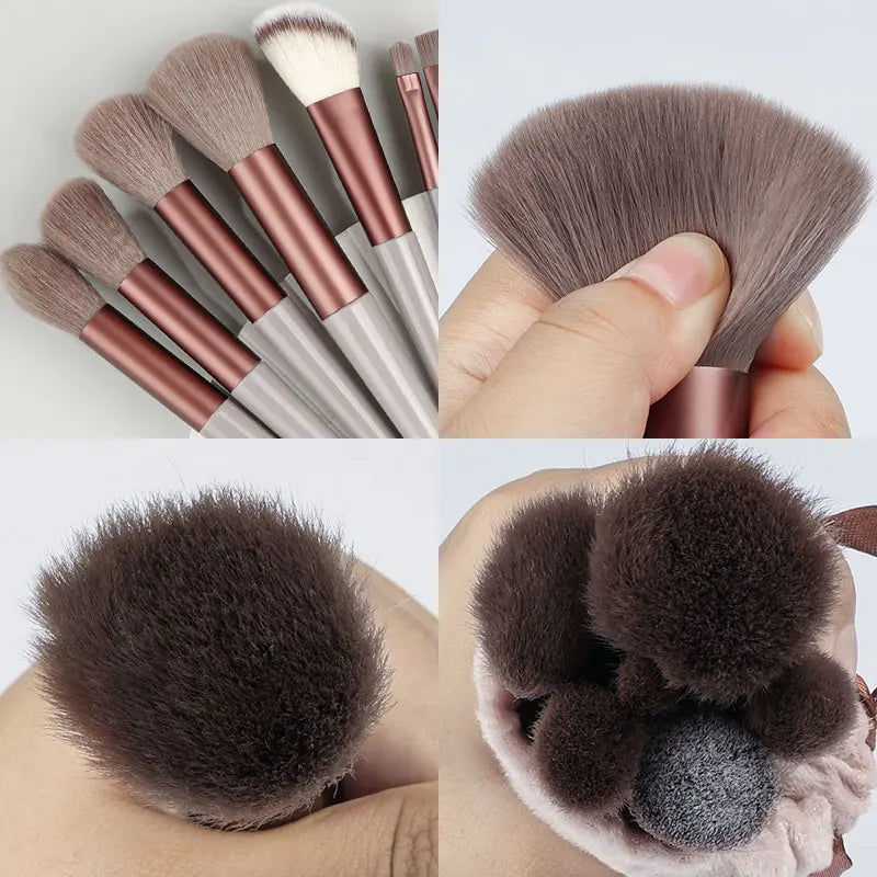 13-Piece Makeup Brush Set - Soft Fluffy Eye Shadow, Blush, Concealer & Powder Tools