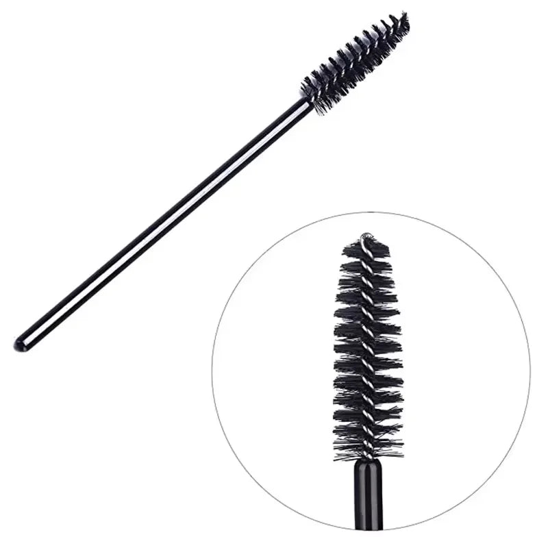 50Pcs Disposable Makeup Brushes Eyelash & Eyebrow Applicators Kit - Black & Green Handles