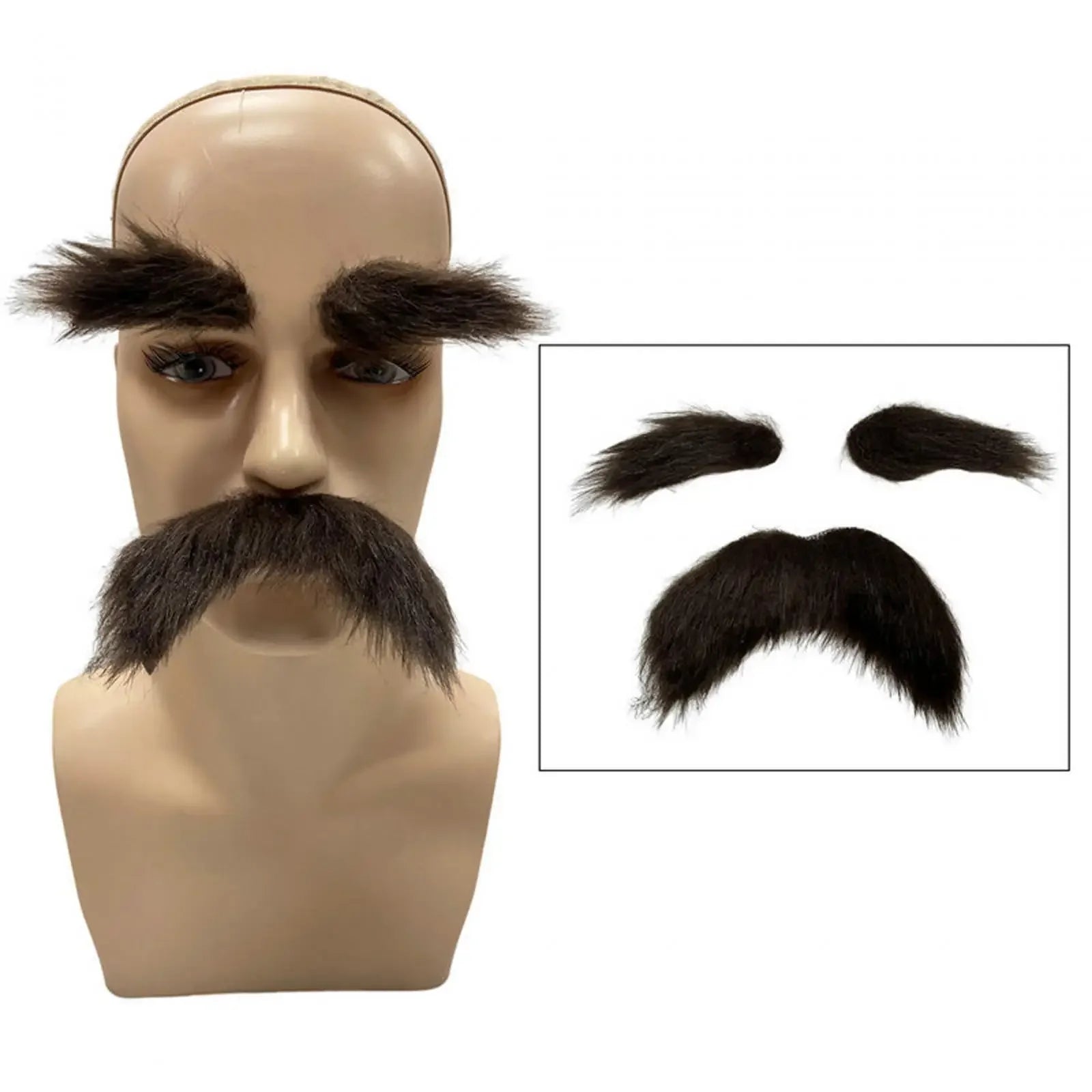 Self-Adhesive Fake Mustache and Eyebrow Set for Halloween & Costume Parties