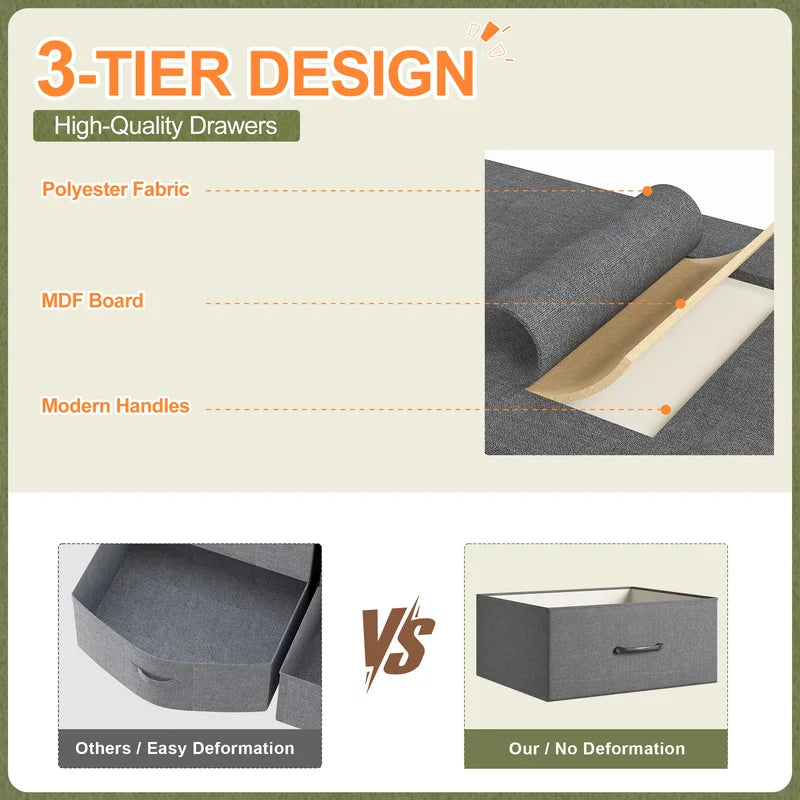 11-Drawer Storage Dresser with Metal Frame and Wood Top - Multi-Functional Bedroom Organizer