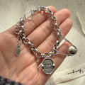 Solid Sterling Silver Heart Letter Bracelet for Women Men Handmade Birthday Gift