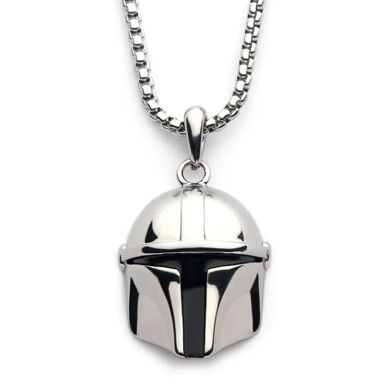 Star Wars Mandalorian Helmet Necklace - Collectible Movie Fan Jewelry