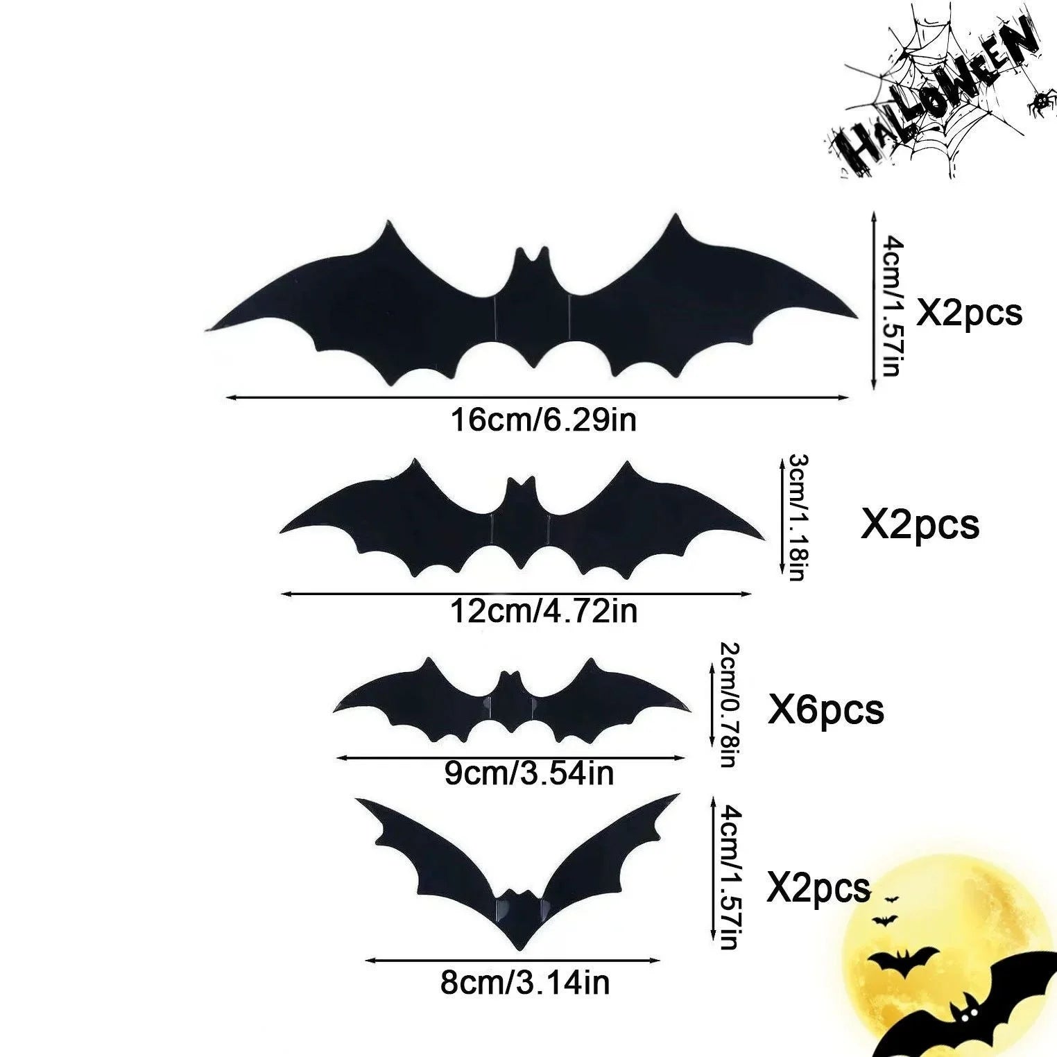 Halloween Bat Wall Decorations - 3D PVC Wall Stickers for Spooky Holiday Home Decor