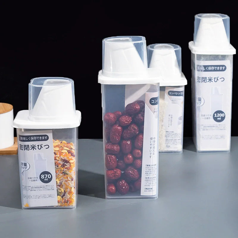 Japanese Style Food Storage Container Sealed Grain Jar 1.2L Moisture-Proof Kitchen Organizer
