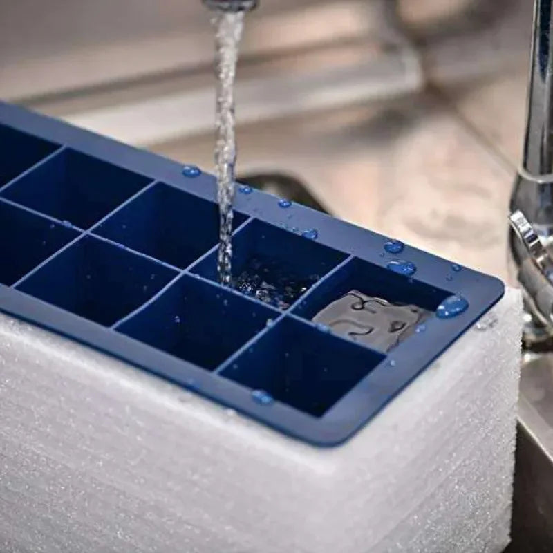 Silicone Ice Cube Mold with Easy Release Square Container for Whiskey & Beverages