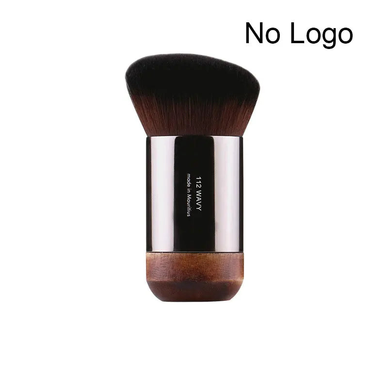 Portable Angled Foundation Makeup Brush - Natural Wood Handle, Synthetic Hair