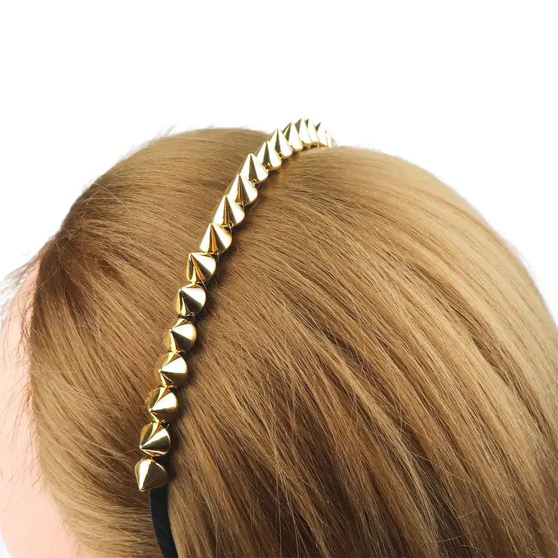 Fashion Punk Metal Headband with Spike Rivets for Women Men Party Accessory