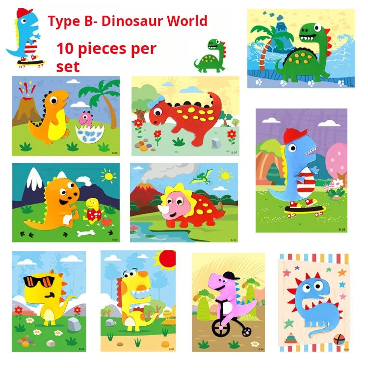 Creative Art Craft Kit with 3D EVA Foam Stickers for DIY Cartoon Animal Transportation