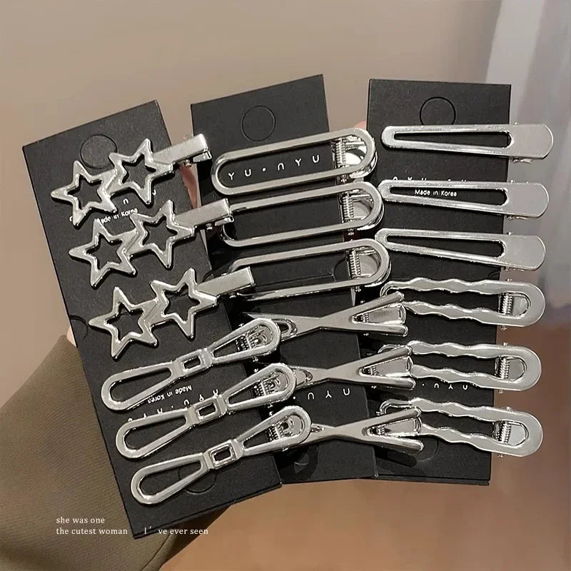 3Pcs Geometric Metal Hairpins Set Non Slip Hair Clips for Women