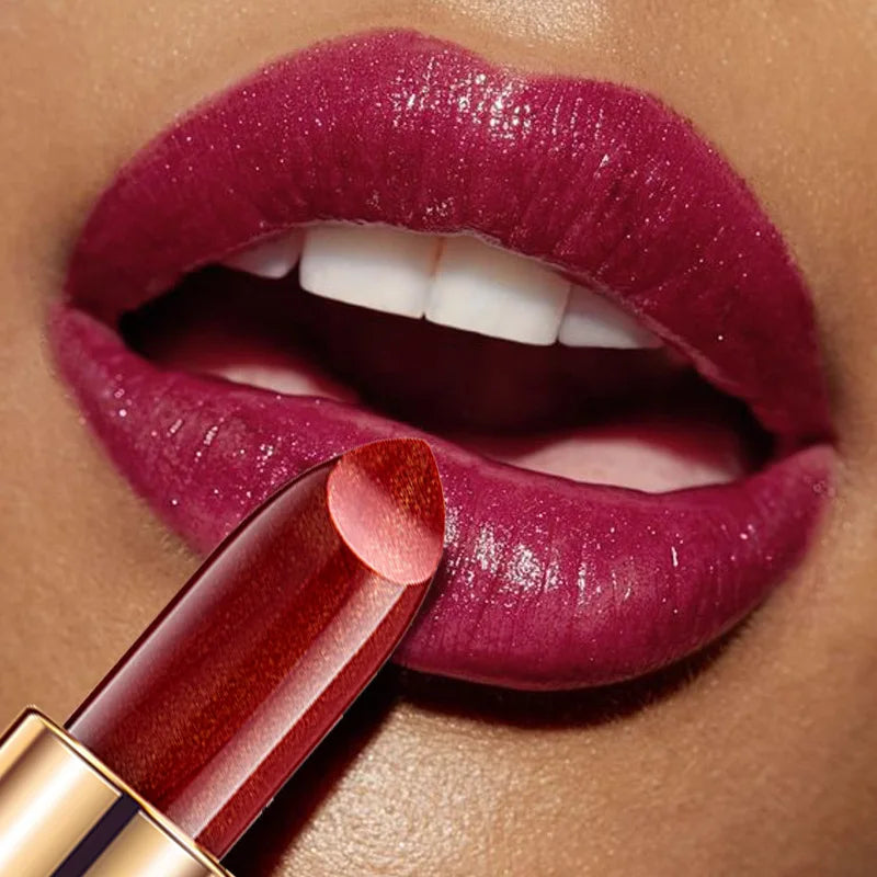 Long Lasting Waterproof Lipstick with Glitter Shimmer - Multiple Colors