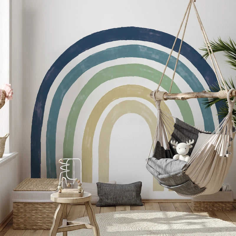 Large Watercolor Rainbow Wall Stickers Wallpaper for Nursery & Living Room