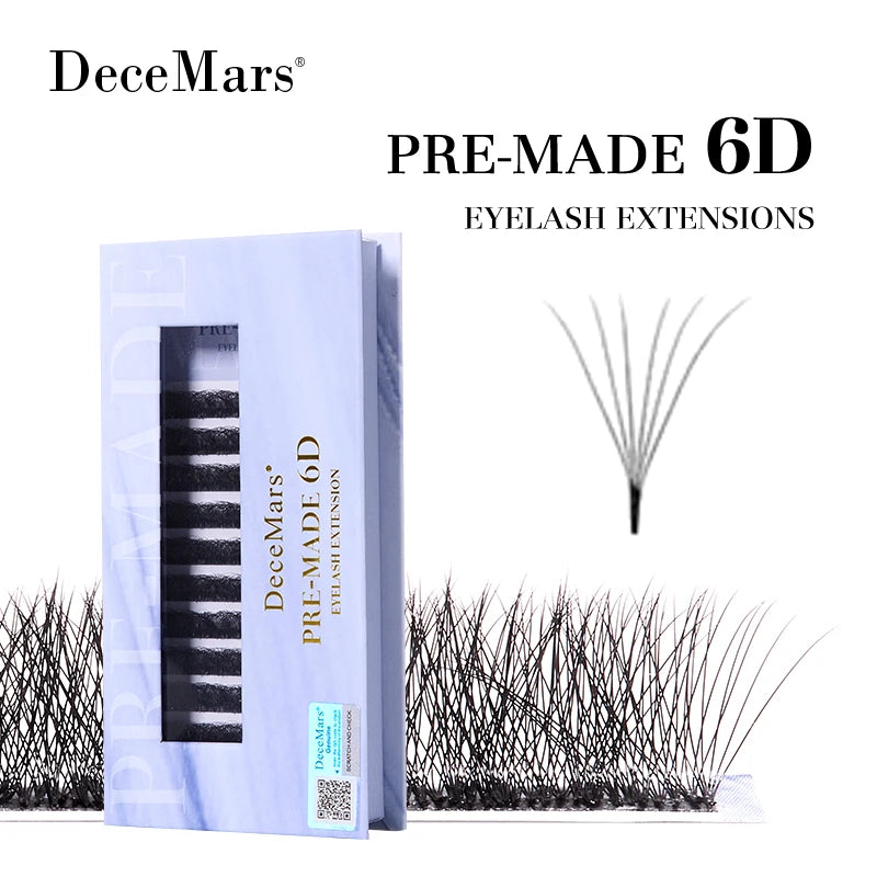 Pre-Made 6D Eyelash Extensions - Professional False Eyelash Set