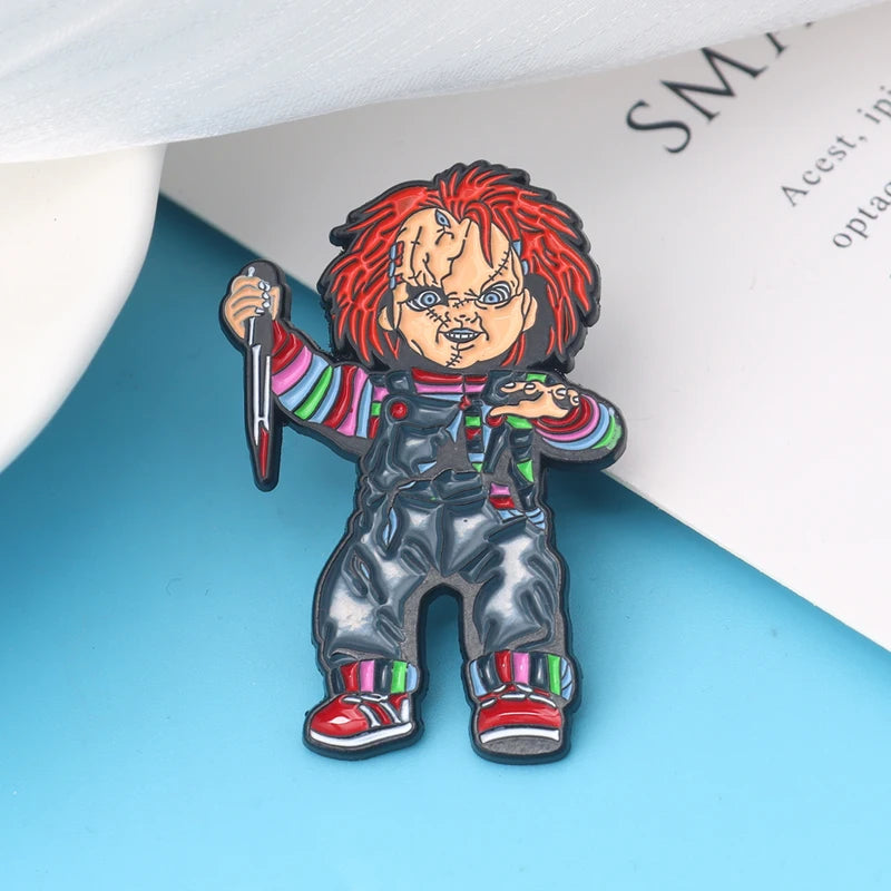 7-Piece Horror Killer Enamel Pins Set - Movie Brooch Lapel Badge Accessories
