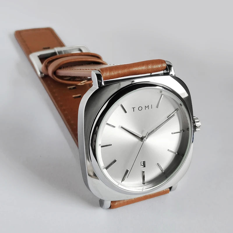 Men's Minimalist Business Square Disc Watch - Elegant Quartz Timepiece