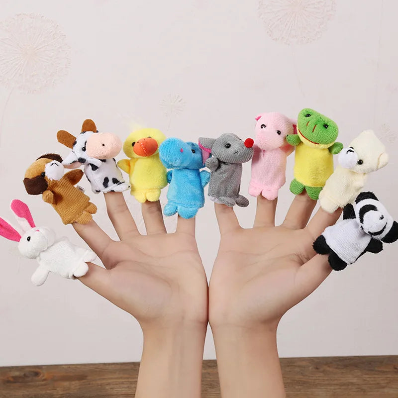 Kids Cartoon Hand Puppet Set - Plush Finger Dolls for Early Education & Play