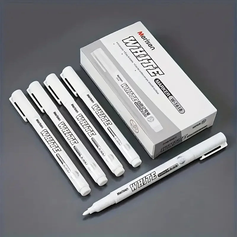 Waterproof White Marker Pen Set for Tire Painting Fabric Wood Leather - Permanent Alcohol Graffiti