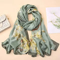 Silky Women's Scarf with Orchid Blossom Print - Lightweight Dressy Wrap for Evening Gowns