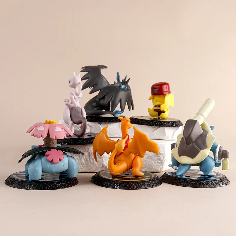 Pokemon Action Figures Set - Pikachu Charizard Blastoise Squirtle Bulbasaur, 6-7cm Collectible Toys