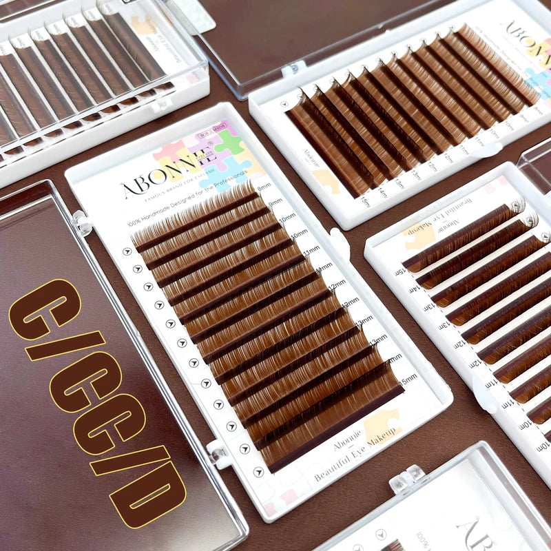 Volume Eyelash Extensions C CC D Brown Natural Mink Lashes Tray