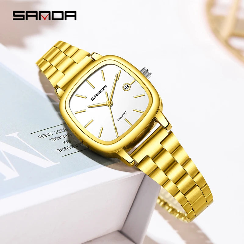 Couple Quartz Watch Set Men & Women's Square Dial Waterproof Calendar Elegant