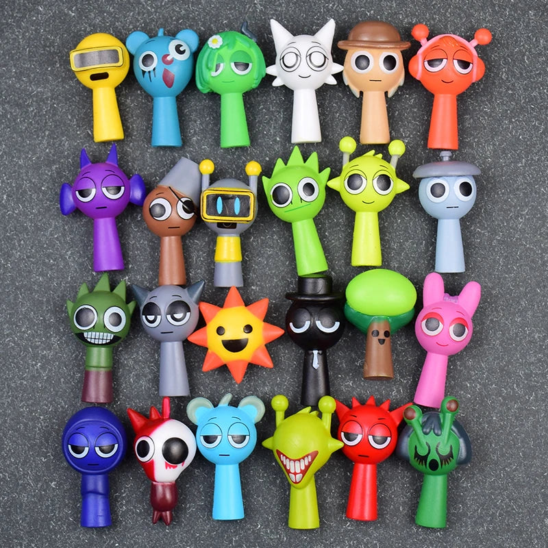 24pcs Mini Action Figure Toy Set Cartoon Movie Sprunki Wenda Dolls Kids Gift