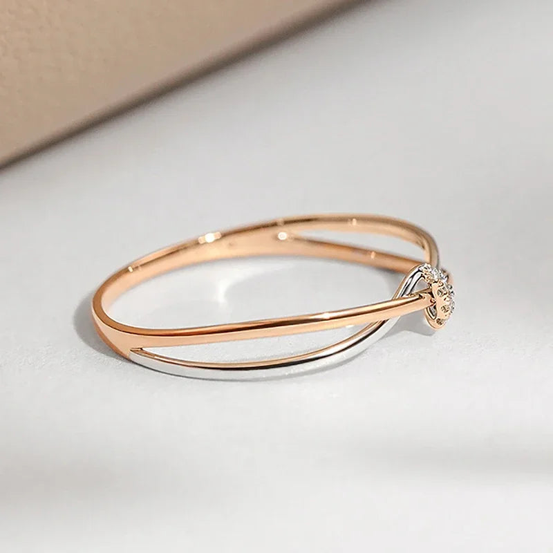Simple Designed Cubic Zirconia Gold Tone Engagement Ring for Women