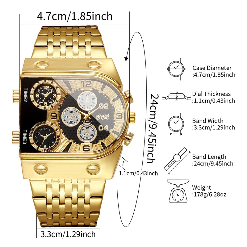 Men's Luxury Gold Quartz Watch with Stainless Steel Band - Casual Business Style