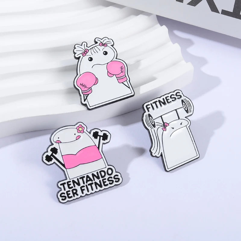 Funny Cartoon Cat and Flork Enamel Pins Set - Cute Brooches for Friends