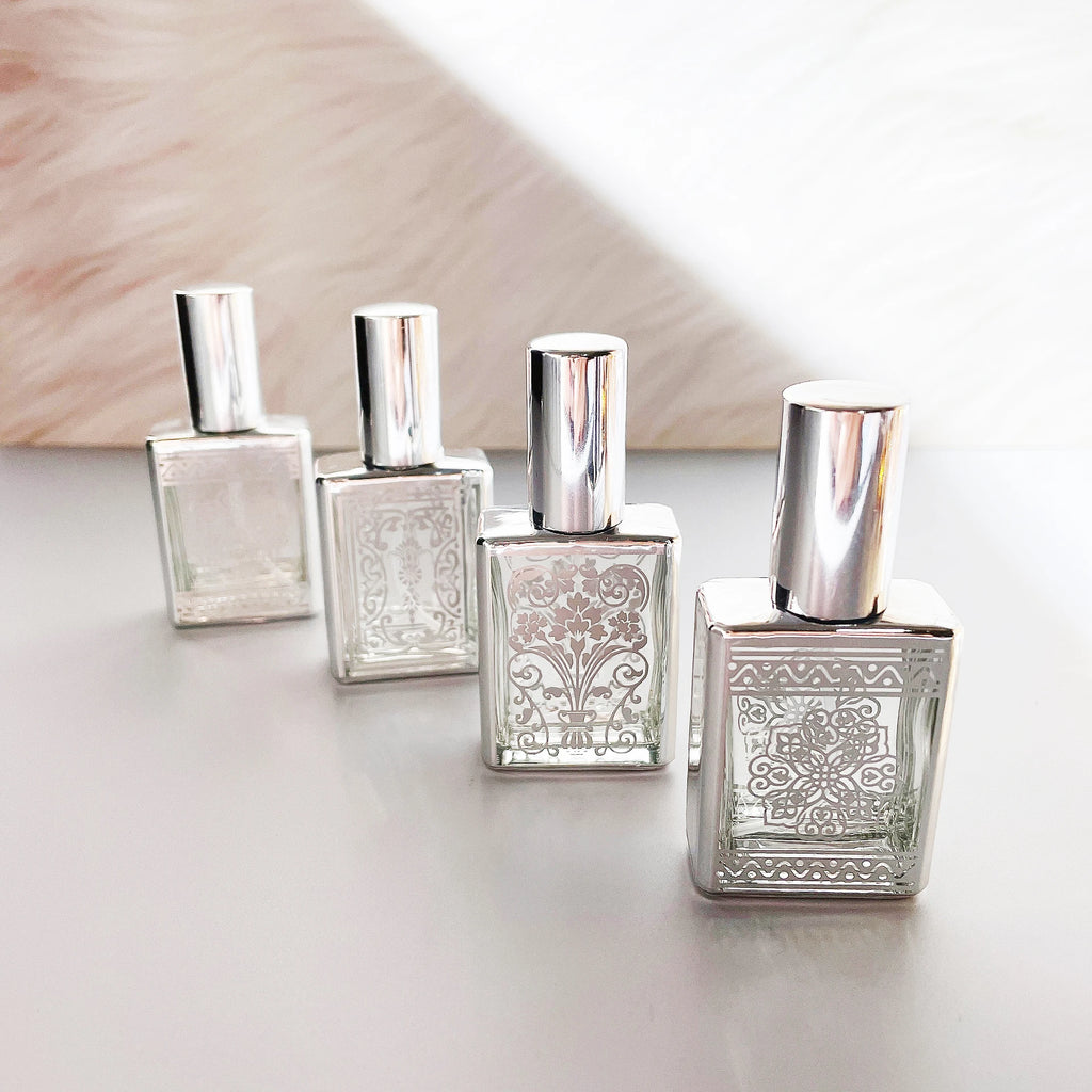 Mini 15ml Glass Perfume Spray Bottle - Portable Liquid Cosmetic Container with Gold Finish