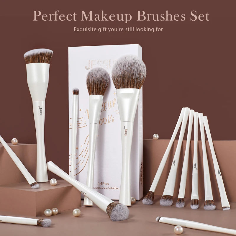 14-Piece Makeup Brush Set with Synthetic Brushes for Face & Eyes - Premium Quality