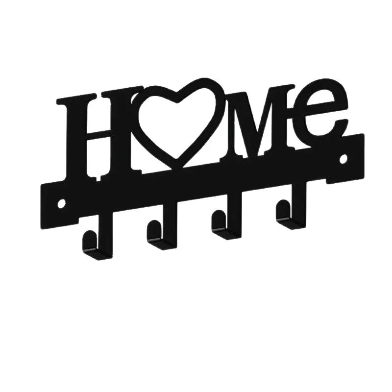 Home Love Shaped Key Holder with Hooks Wall Mount Metal Organizer for Living Room Decor