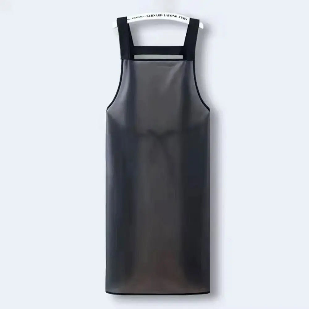 Waterproof Kitchen Apron Oil Resistant PVC Cleaning Apron - Transparent Black