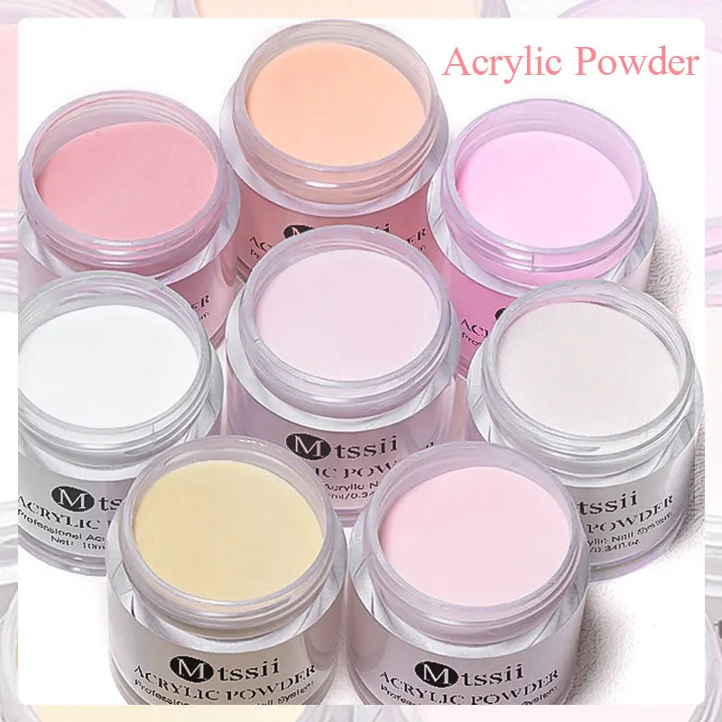 Professional Nail Acrylic Powder & Liquid Set - 8PCS Nail Art Kit with Brush