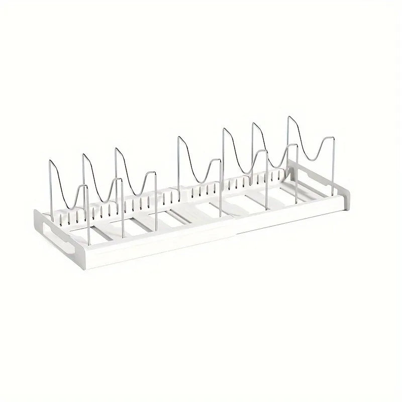 Expandable Kitchen Pot Organizer Rack with Adjustable Divider - Multi-Purpose Storage