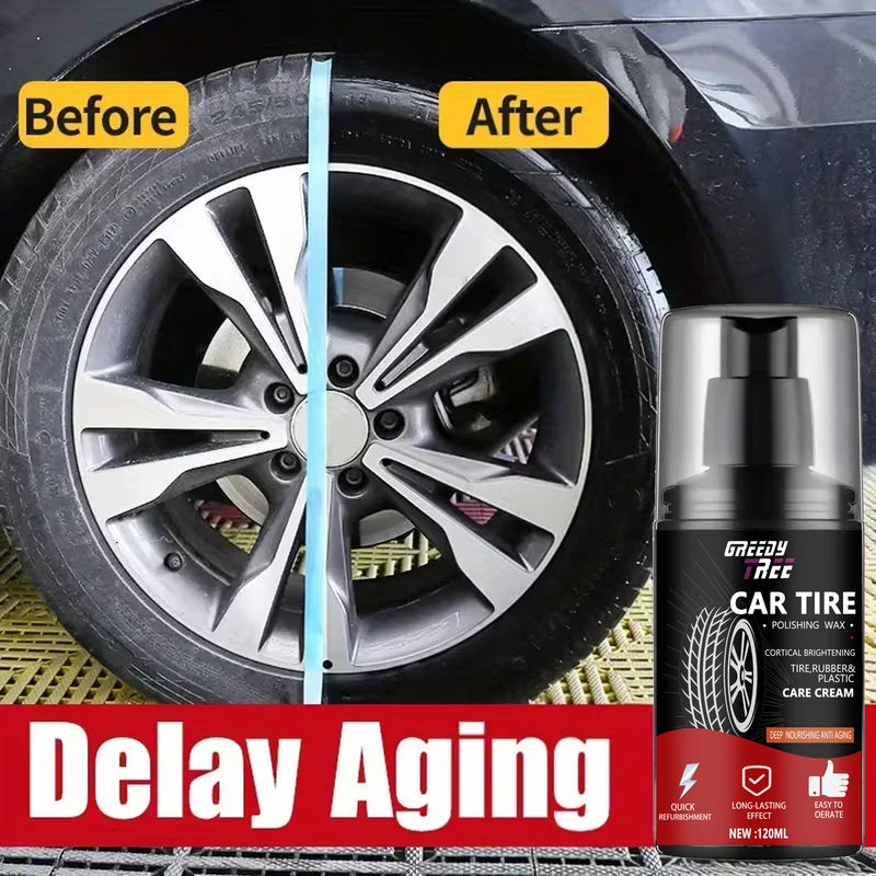 Black Tire Wax for Rubber, Plastic & Leather | Restores Shine & Prevents Cracking