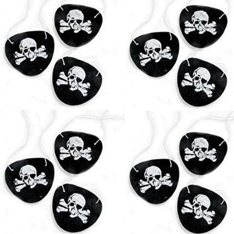 12Pcs Felt Pirate Eye Patches Skeleton Eye Masks for Halloween & Party Decorations
