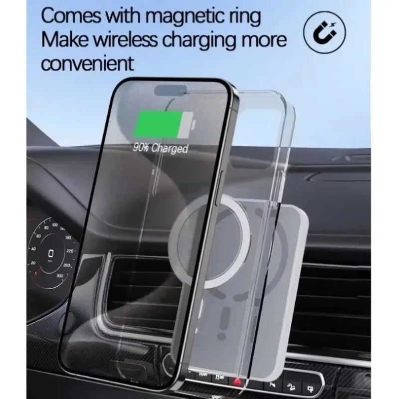 Magnetic Wireless Car Charger with Air Vent Mount for iPhone 12-17 - Fast Charging & Adjustable View