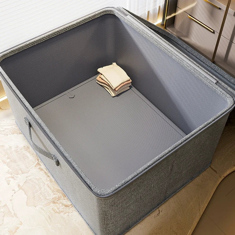 Foldable Clothes Storage Box with Lid Zipper Large Capacity Wardrobe Organizer