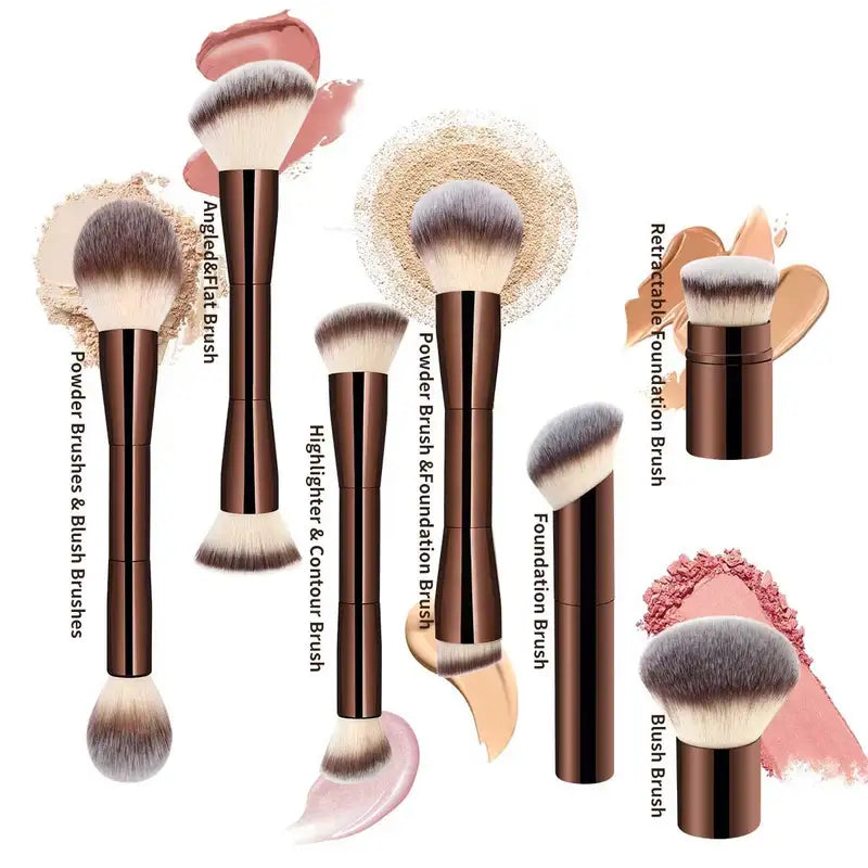 Double Head Makeup Brush for Foundation Powder Concealer Blush Bronzer - Soft Fiber Cosmetic Tool