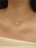 Minimalist Zircon Charm Necklace with Stainless Steel Chain - Anti Tarnish Jewelry