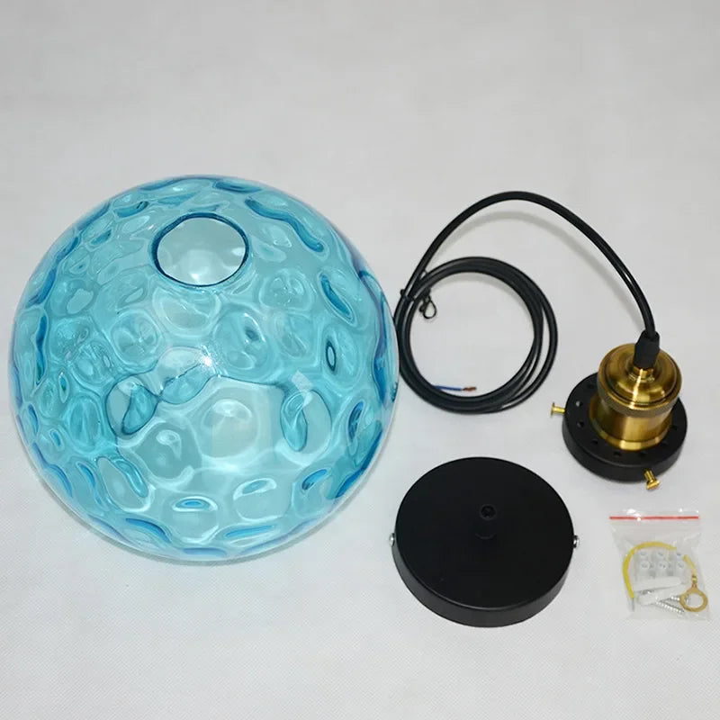 Modern LED Glass Pendant Light - Blue Hanging Lighting Fixture for Living and Dining Rooms
