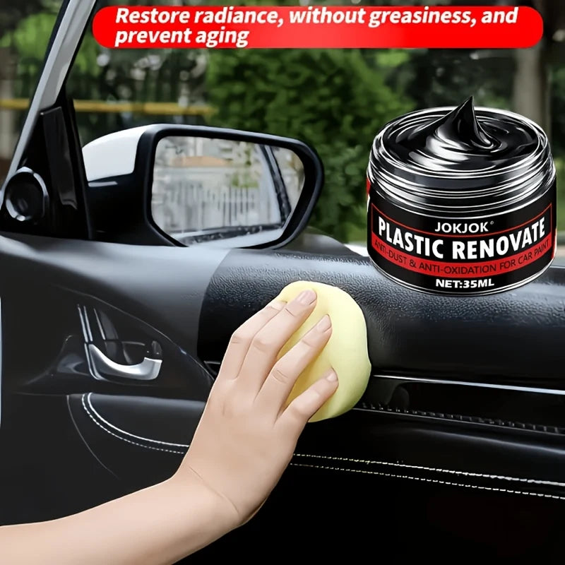 All-In-One Car Scratch Remover Wax - Exterior & Interior Restorer with Gloss, Tire Protectant, Yellowing Repair