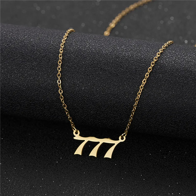 Statement Angel Number 7 Gold Pendant Necklace for Women Summer Fashion Jewelry