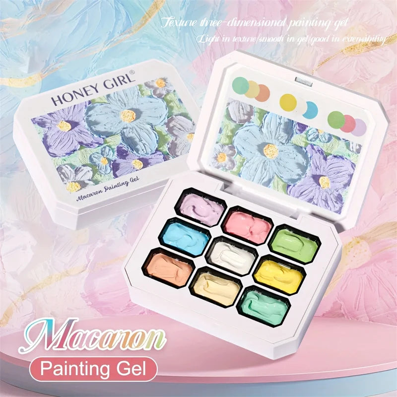 9-Color Solid Nail Gel Kit for UV & LED Nail Art - Long-Lasting, Easy Application