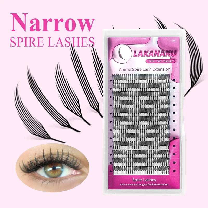 False Eyelash Extensions with Anime Spikes - 3D Fibers for Dramatic Lash Looks