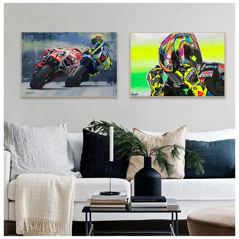 Abstract Motorcycle Canvas Wall Art Poster for Living Room & Home Decor