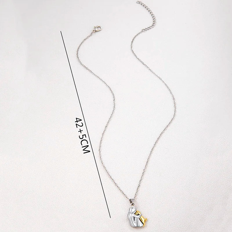 Cute Two Tone Girl Hugged Dog Necklace Pendant Jewelry for Women & Pets