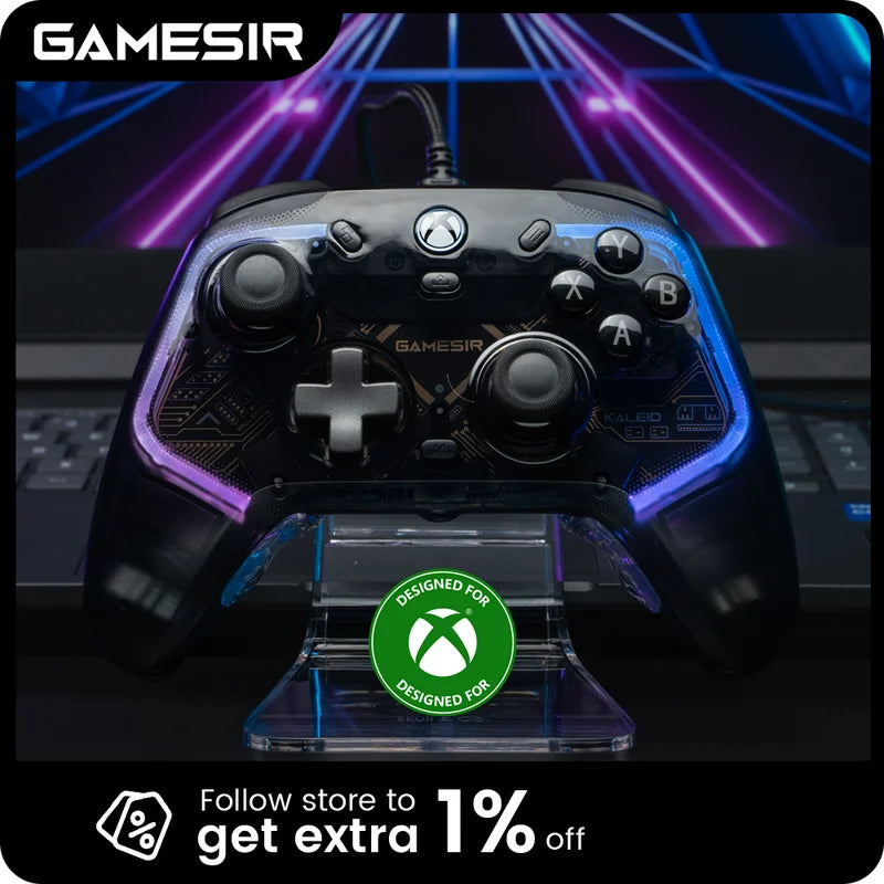 Wired Xbox Gaming Controller with Hall Effect Joystick and Customizable Light Effects