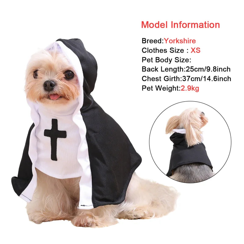 Halloween Pet Costume Nun Cosplay Outfit for Small Large Dogs & Cats